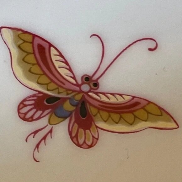 Vtg JARDIN by Andrea au gratin COVERED CASSEROLE oven to table floral butterfly - Picture 9 of 16